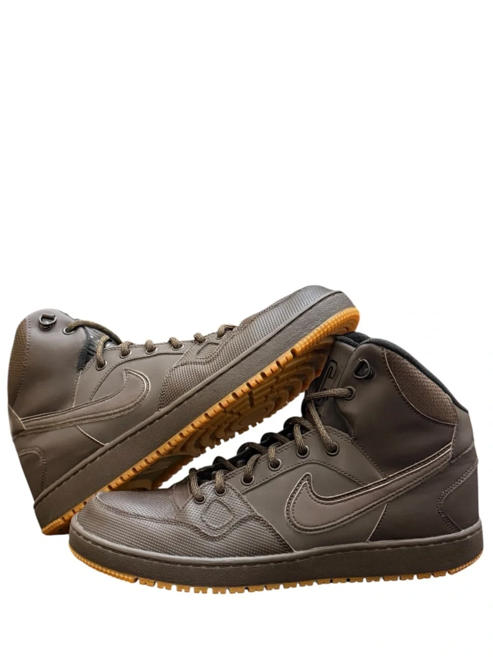 NIKE - VELVET BROWN TAN GUM RUBBER SOLES SON OF FORCE MID “WINTER” SNEAKERS